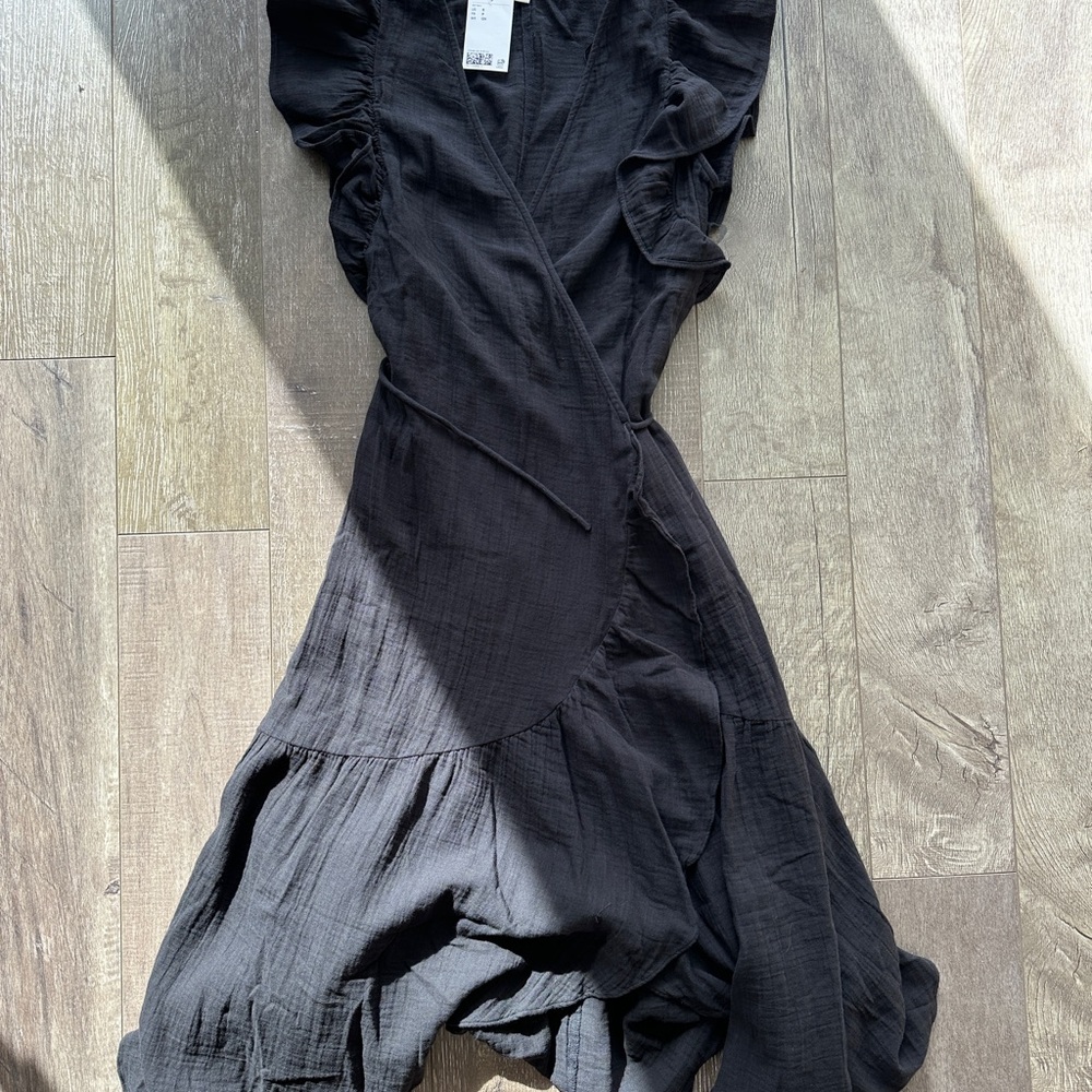 Black Gauze Wrap Dress